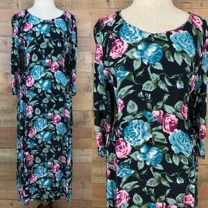 Vintage 1980’s 1990’s Breli Rayon Floral Corset Side Dress Sz Medium USA